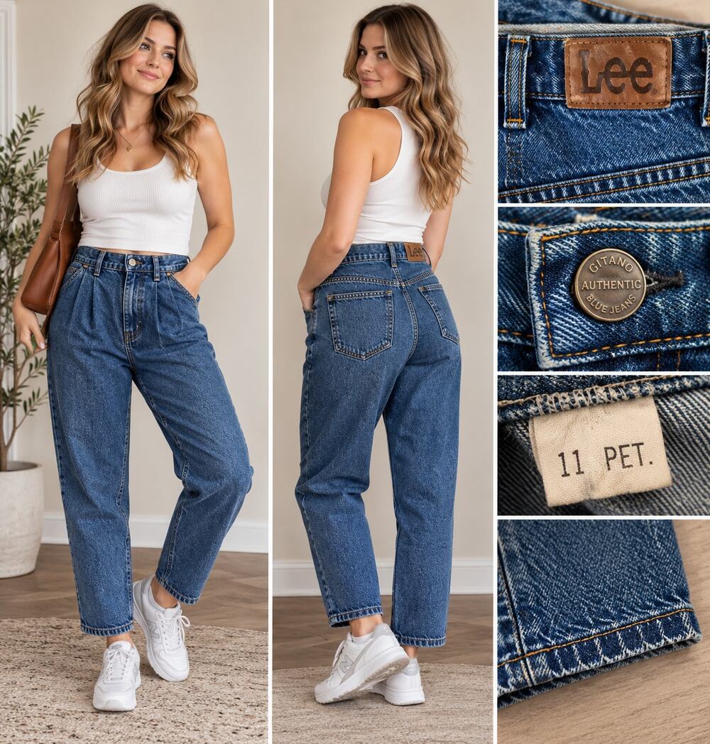 Vintage Lee Jeans Women’s 11 Petite High Rise Pleated Mom Jeans (27" Waist)